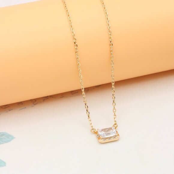 "Elegant Rose Gold Necklace with Crystal Charm, XPNL0392 - Picture 7 of 13